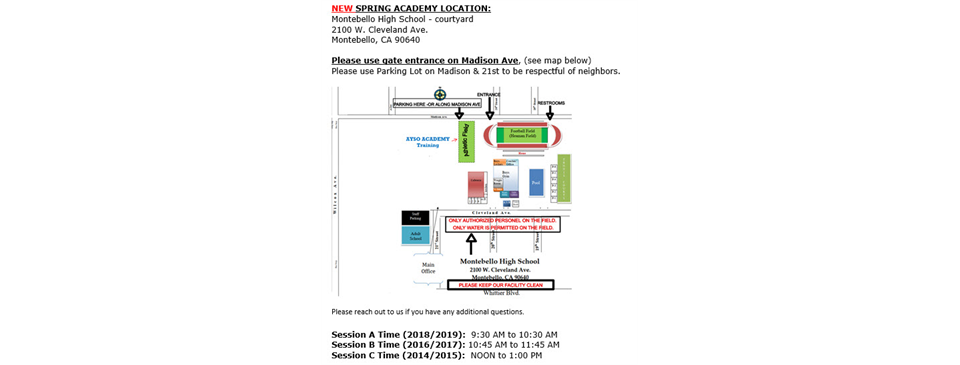 NEW ACADEMY LOCATION