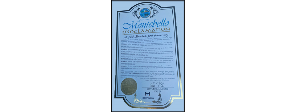 Montebello's 30th Anniversary (1995-2025) City Recognition